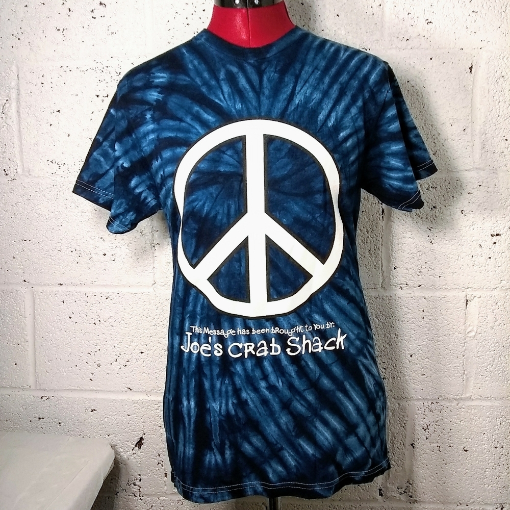 Joe's Crab Shack 90s 80s New Blue Tie Dye Small Tee Shirt
